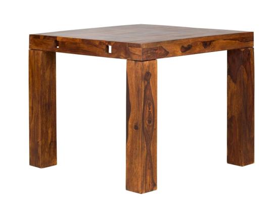 Masivní jídelní stůl Cubus z palisandru, lakovaný, hnědý – rozkládací 90×90 cm