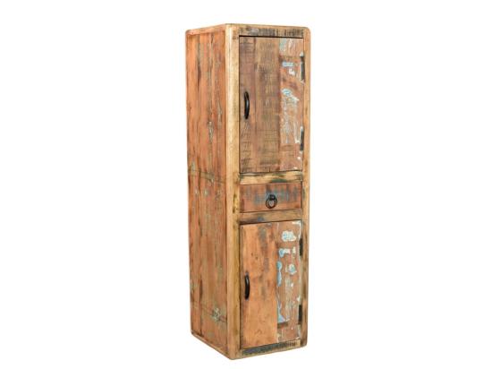 Masivní koupelnová skříňka Kalkata z recyklovaného dřeva, lakovaná, vícebarevná – 35×35×125 cm