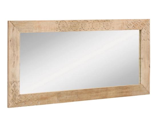 Masivní koupelnové zrcadlo Laos z mangového dřeva, lakované, přírodní – 147×70 cm
