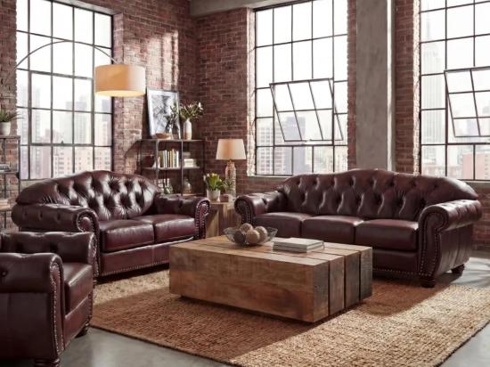 Garnitur1+2+3 Chesterfield Hereford antik rot
