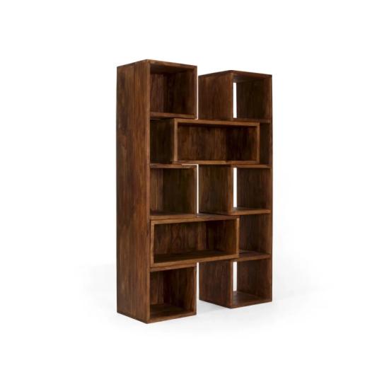 Masivní knihovna Palisander s výsuvnými policemi, lakovaná, hnědá – 85×40×177 cm