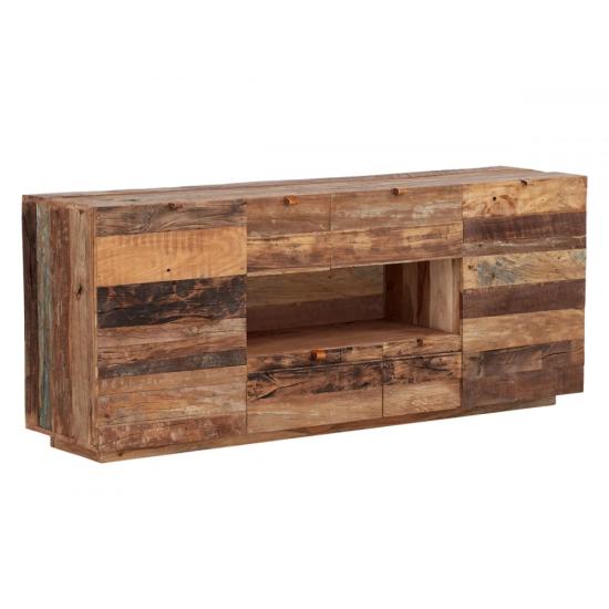 Masivní příborník Oldwood z recyklovaného dřeva, lakovaný, přírodní barva – 180×40×75 cm