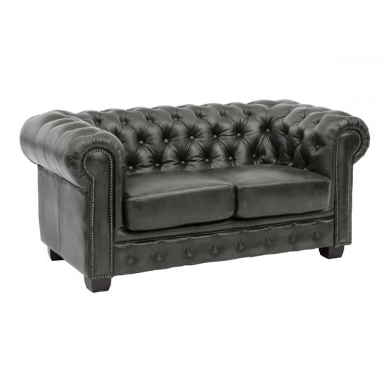 Dvoumístná pohovka Chesterfield pravá kůže