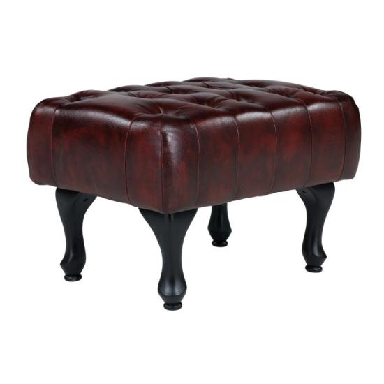 Stolička z pravé kůže Chesterfield Pittsfield červená