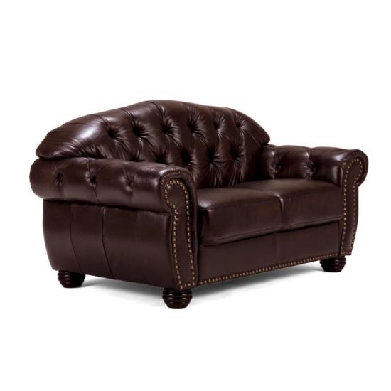 Pohovka Chesterfield Hereford 2-místná pravá kůže hnědá