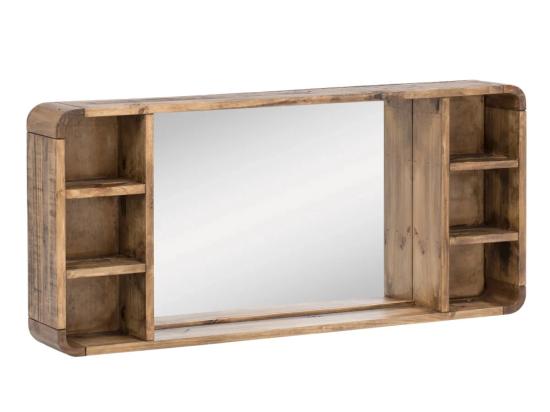 Masivní koupelnové zrcadlo Dingle II z recyklované borovice, lakované, přírodní – 130×60 cm