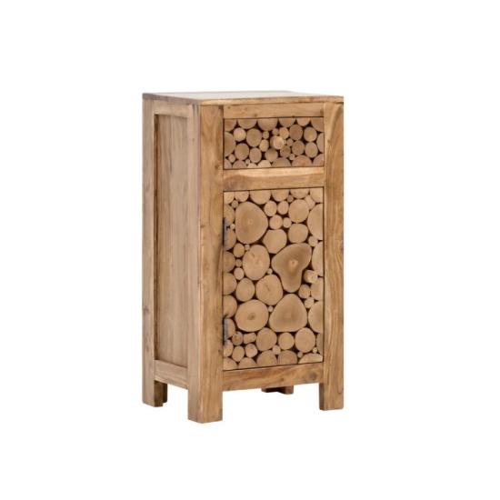 Masivní koupelnová spodní skříňka Katha z akácie, lakovaná, hnědá – 42×30×80 cm