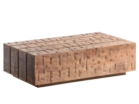 Masivní konferenční stolek Otara z mangového dřeva, lakovaný hnědý – 120x70 cm