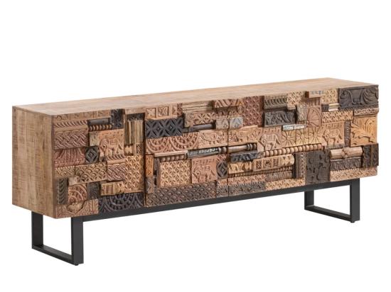 Masivní příborník Grónsko z mangového dřeva, lakovaný, hnědý – 200×40×75 cm