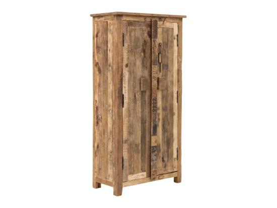 Masivní šatní skříň Kavali z recyklovaného dřeva, nezpracovaná, hnědá – 90×45×185 cm