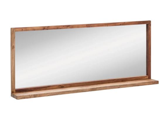Masivní koupelnové zrcadlo Sydney Bright II z akácie, lakované, hnědé – 138×60 cm