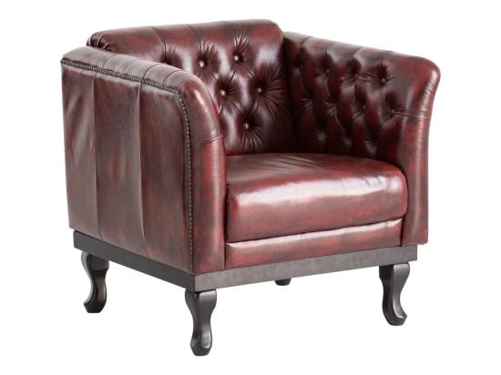 Masivní křeslo Chesterfield Dover z pravé kůže, červené