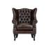 Křeslo ušák Chesterfield Pittsfield z pravé kůže hnědé