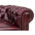 Masivní dvoumístná pohovka Chesterfield z pravé kůže, červená – 155×90×72 cm