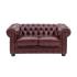 Masivní dvoumístná pohovka Chesterfield z pravé kůže, červená – 155×90×72 cm