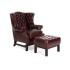Masivní taburet Chesterfield Kingsfield z pravé kůže, červený – 61×46×43 cm
