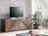 Masivní TV lavice Derby z recyklovaného dřeva a kovu, lakovaná, přírodní / šedá – 160×50×60 cm