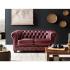 Masivní dvoumístná pohovka Chesterfield z pravé kůže, červená – 155×90×72 cm