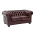 Masivní dvoumístná pohovka Chesterfield z pravé kůže, červená – 155×90×72 cm