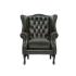 Křeslo ušák Chesterfield Pittsfield z pravé kůže zelené